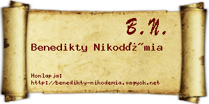 Benedikty Nikodémia névjegykártya